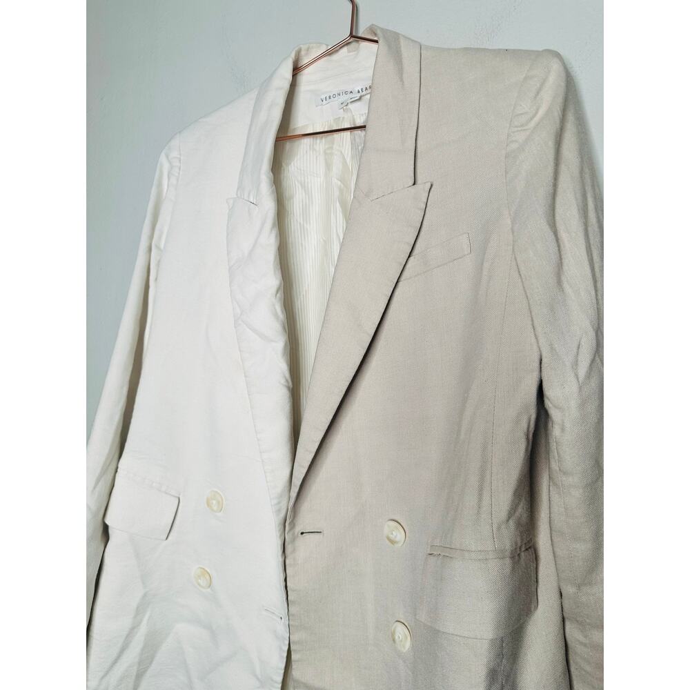 VERONICA BEARD Tan Two Toned Blazer Oversized Front Button Braeton Jacket 10 - Picture 7 of 13